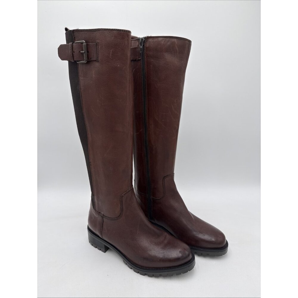 Dune London Browm Leather Tall Riding Boots Sz EU 37 US 7 Old Money Equestrian